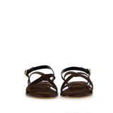 Sandalo basso in camoscio testa di moro a cinturini