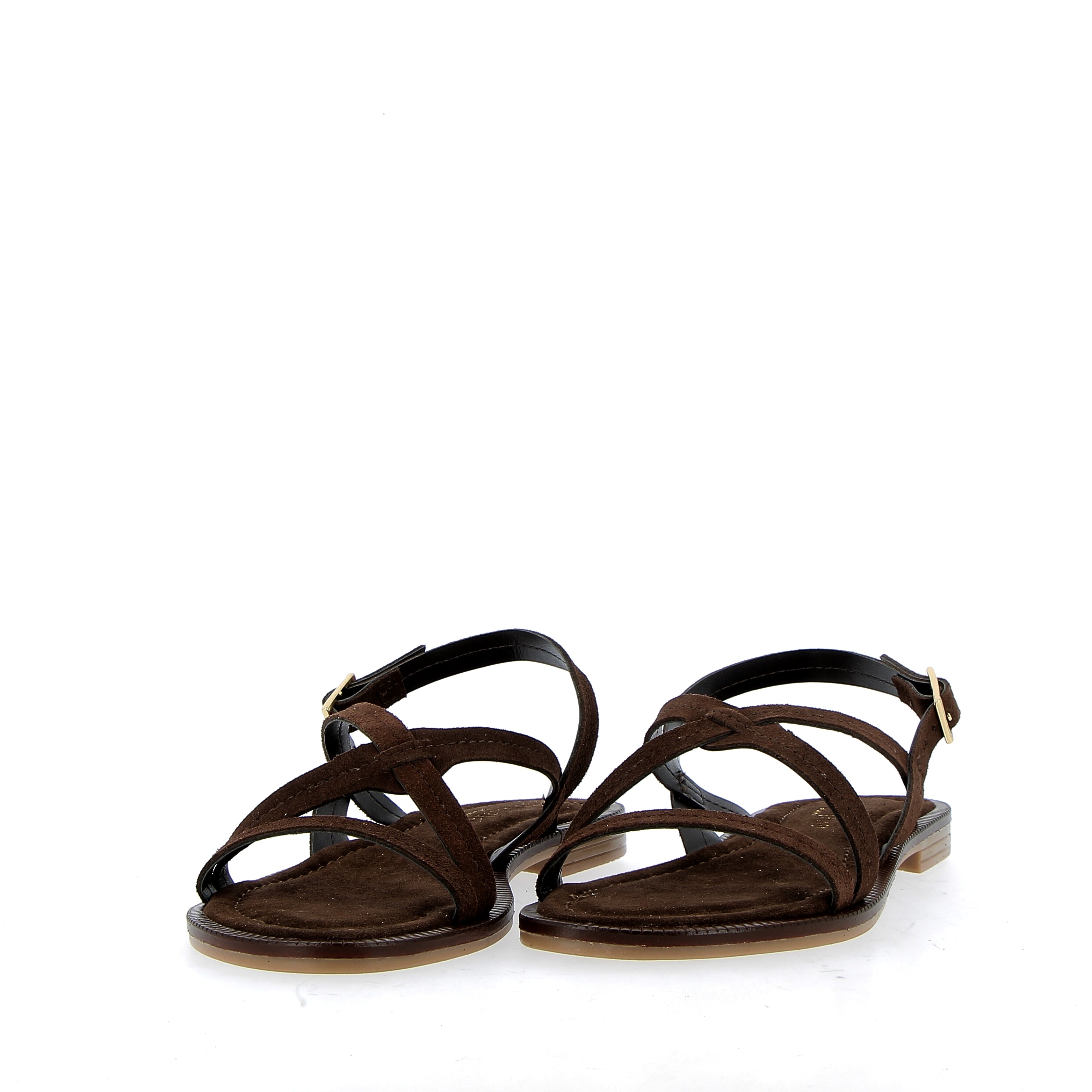 Sandalo basso in camoscio testa di moro a cinturini