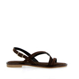 Sandalo basso in camoscio testa di moro a cinturini