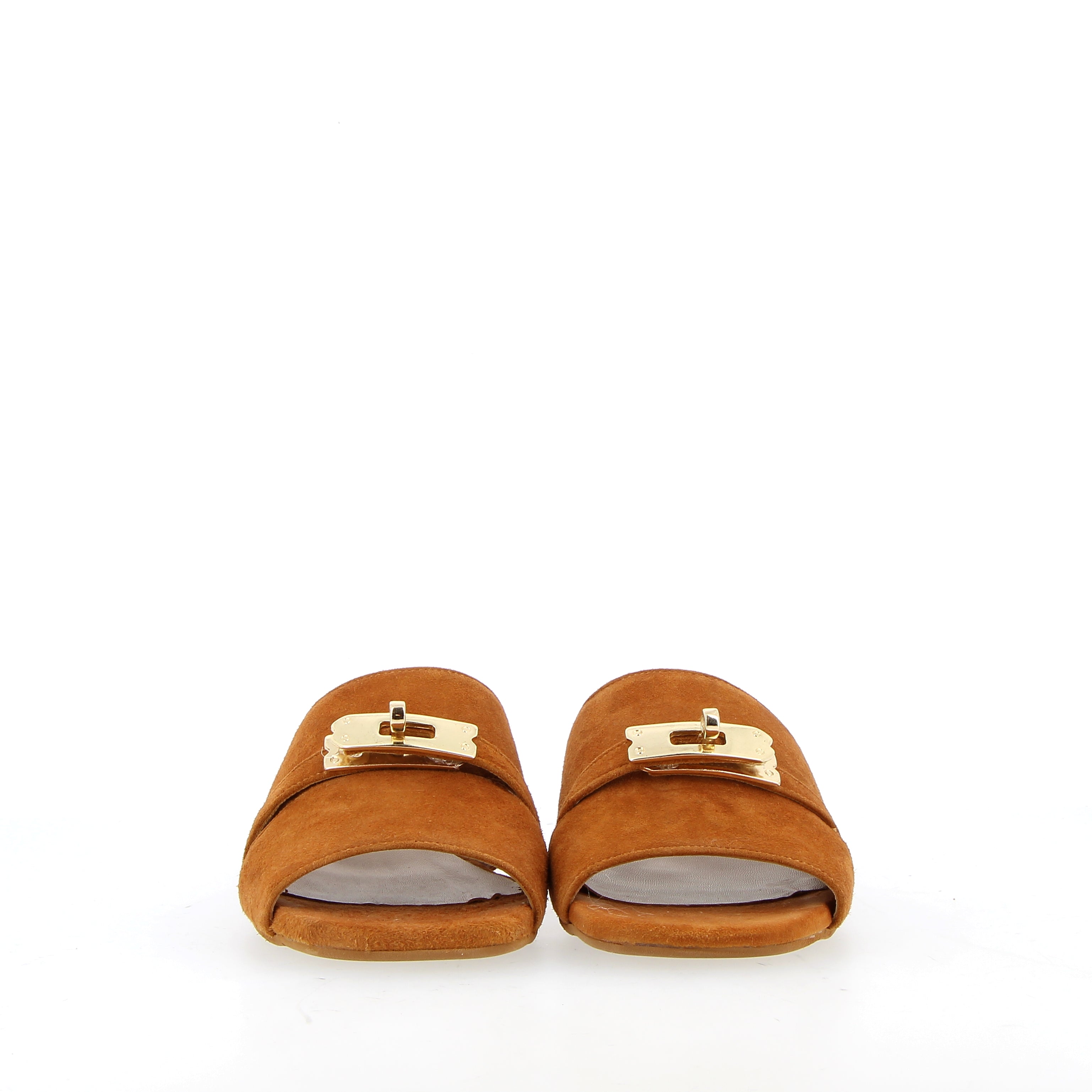 Sandalo camoscio cuoio slip on con fibbia