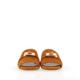 Sandalo camoscio cuoio slip on con fibbia