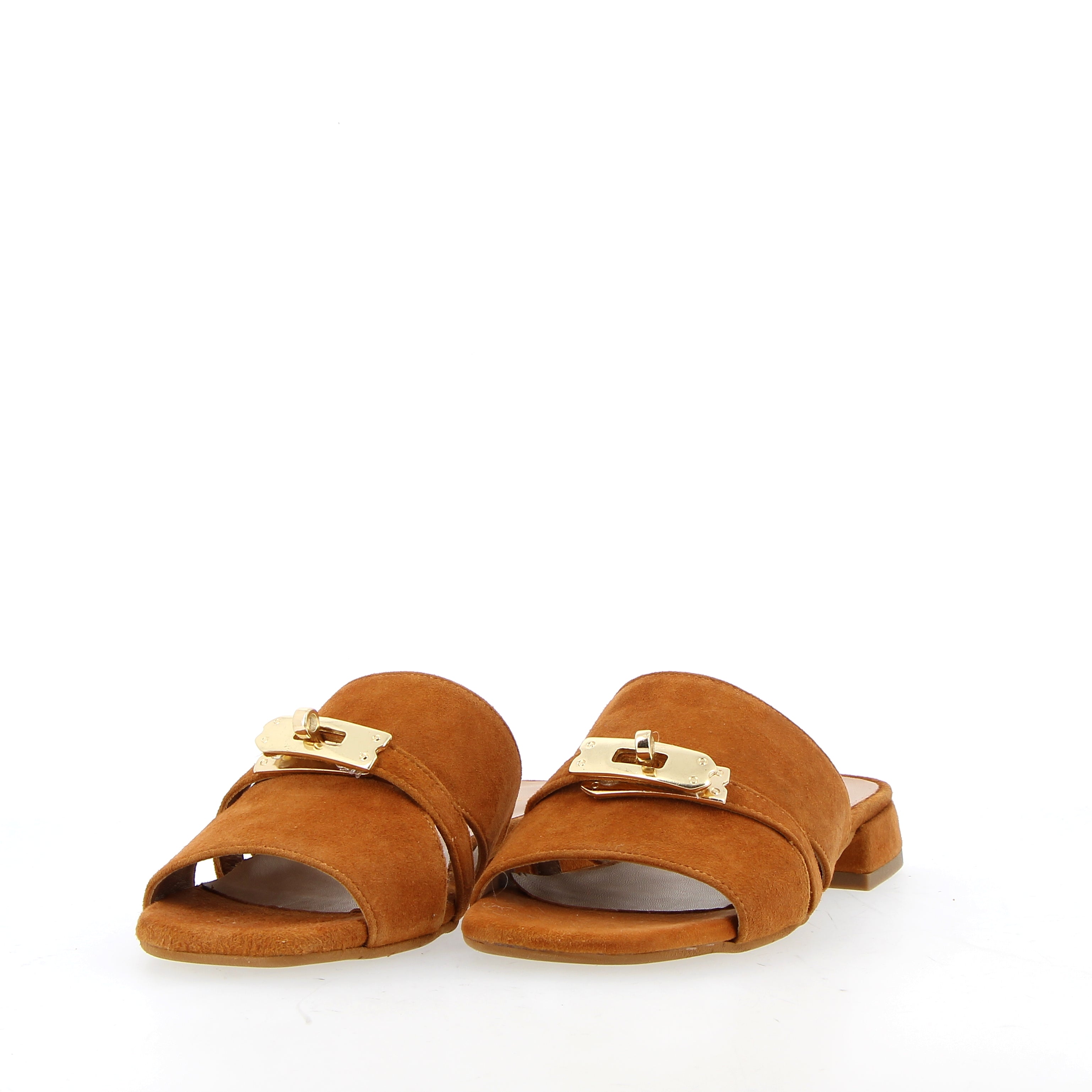 Sandalo camoscio cuoio slip on con fibbia