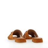 Sandalo camoscio cuoio slip on con fibbia