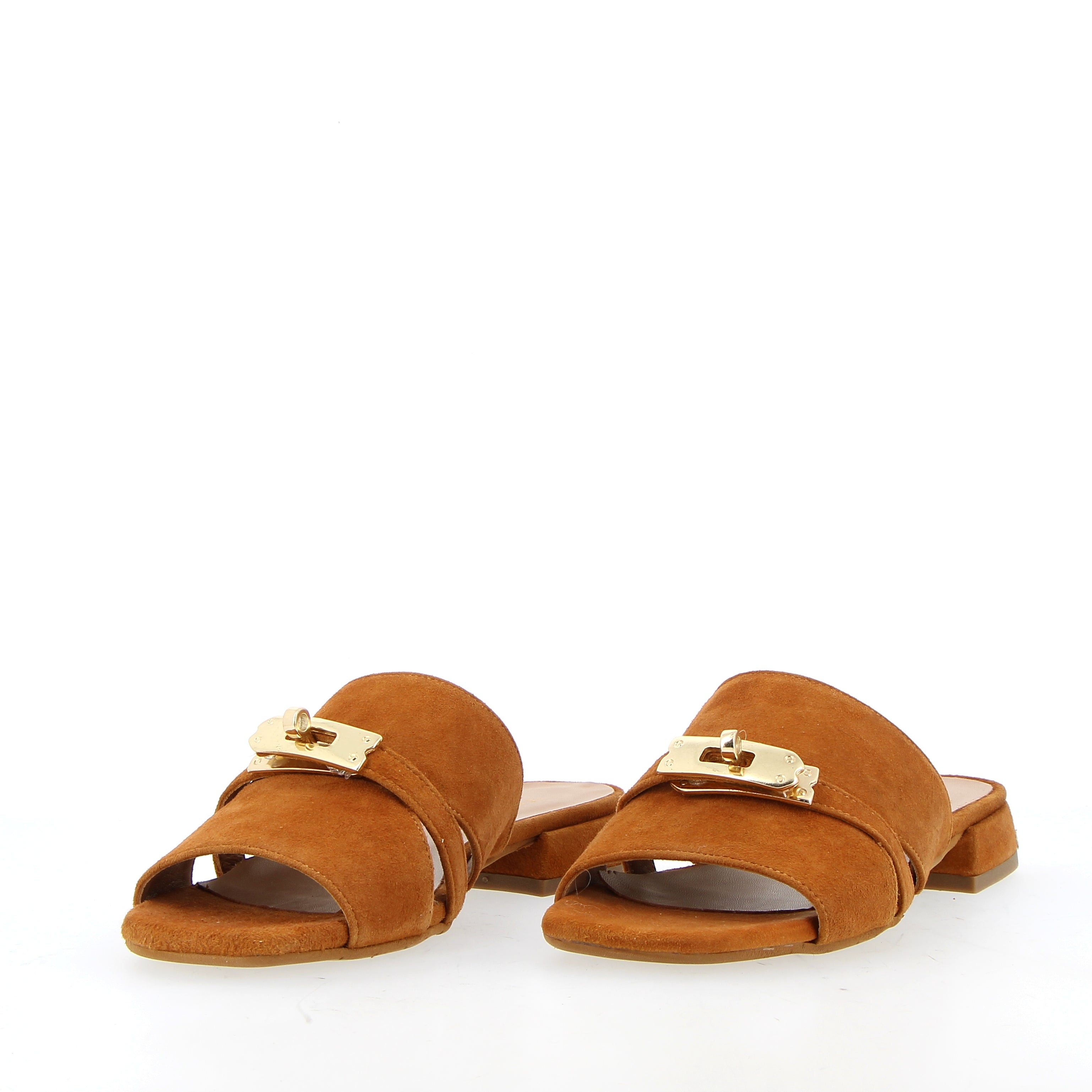 Sandalo camoscio cuoio slip on con fibbia