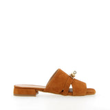 Sandalo camoscio cuoio slip on con fibbia