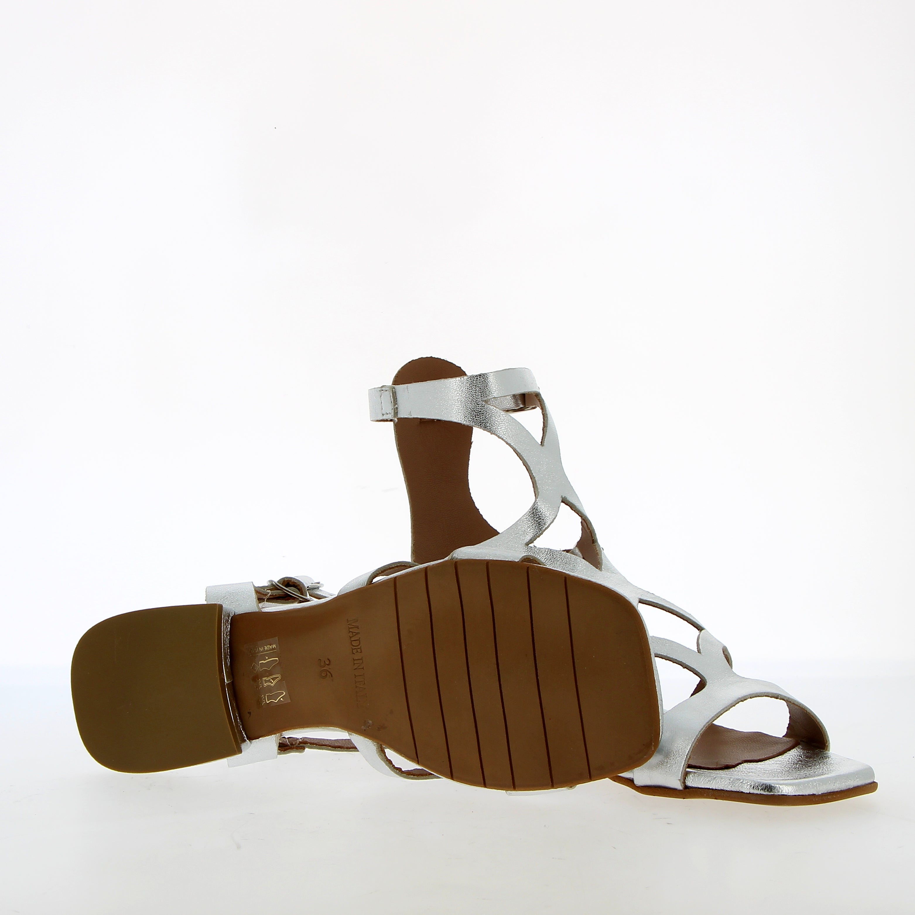 Silver nappa leather gladiator sandal