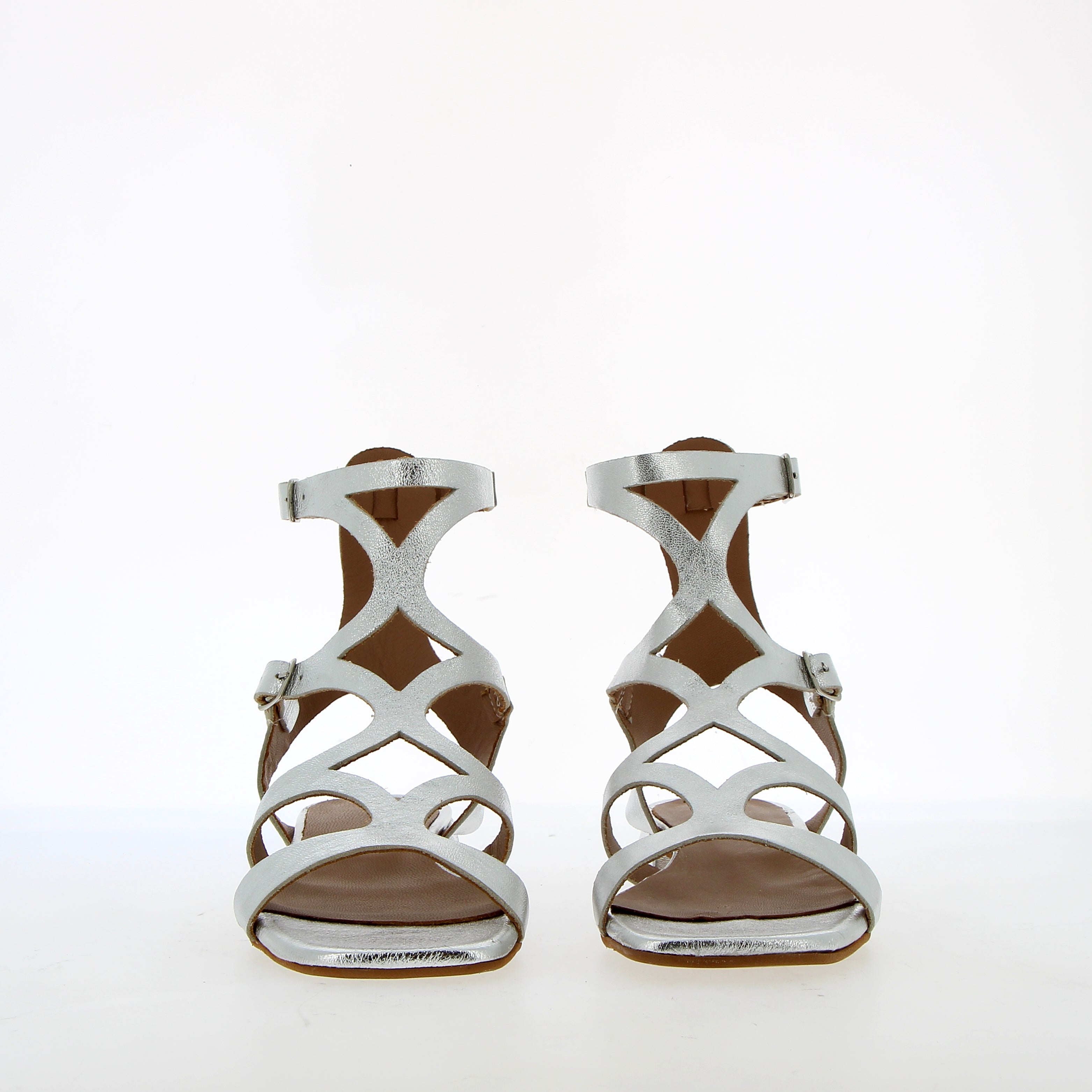 Silver nappa leather gladiator sandal