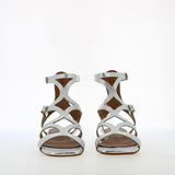 Silver nappa leather gladiator sandal
