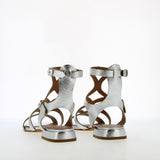 Silver nappa leather gladiator sandal
