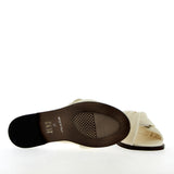 Milky white leather sandal with accessory