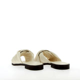 Milky white leather sandal with accessory