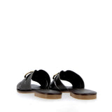 Sandalo basso in pelle testa di moro con fibbia