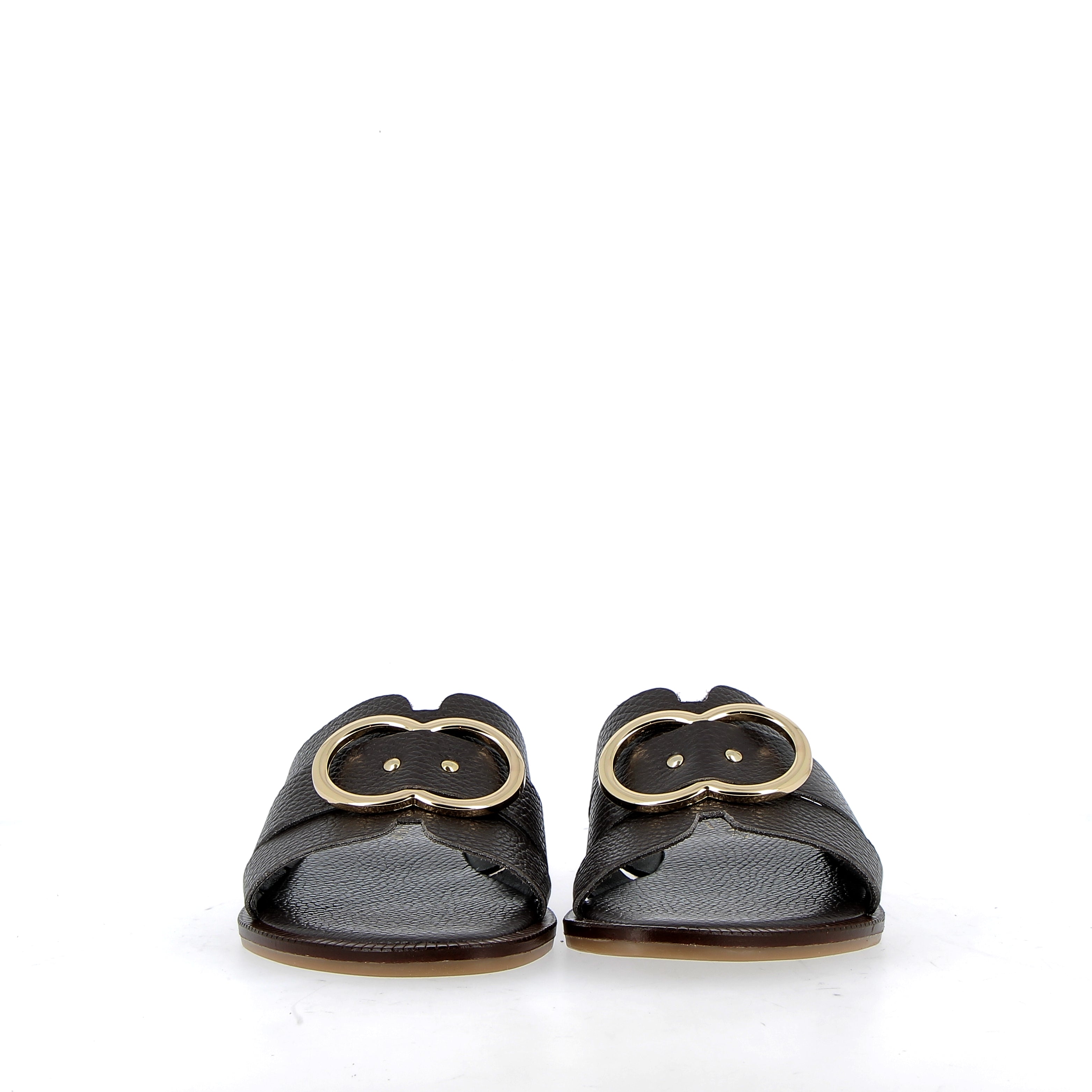 Sandalo basso in pelle testa di moro con fibbia