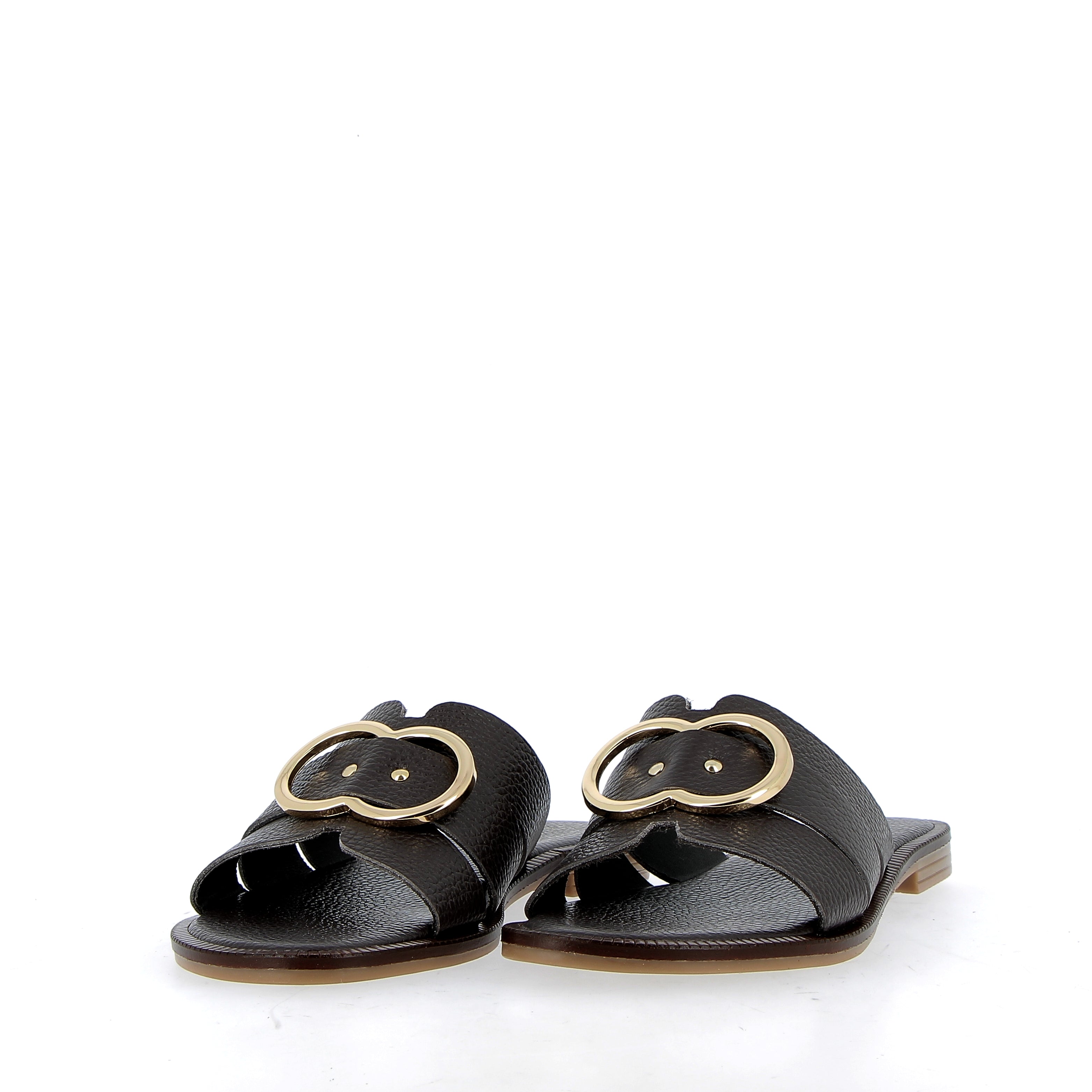 Sandalo basso in pelle testa di moro con fibbia