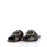 Sandalo basso in pelle testa di moro con fibbia