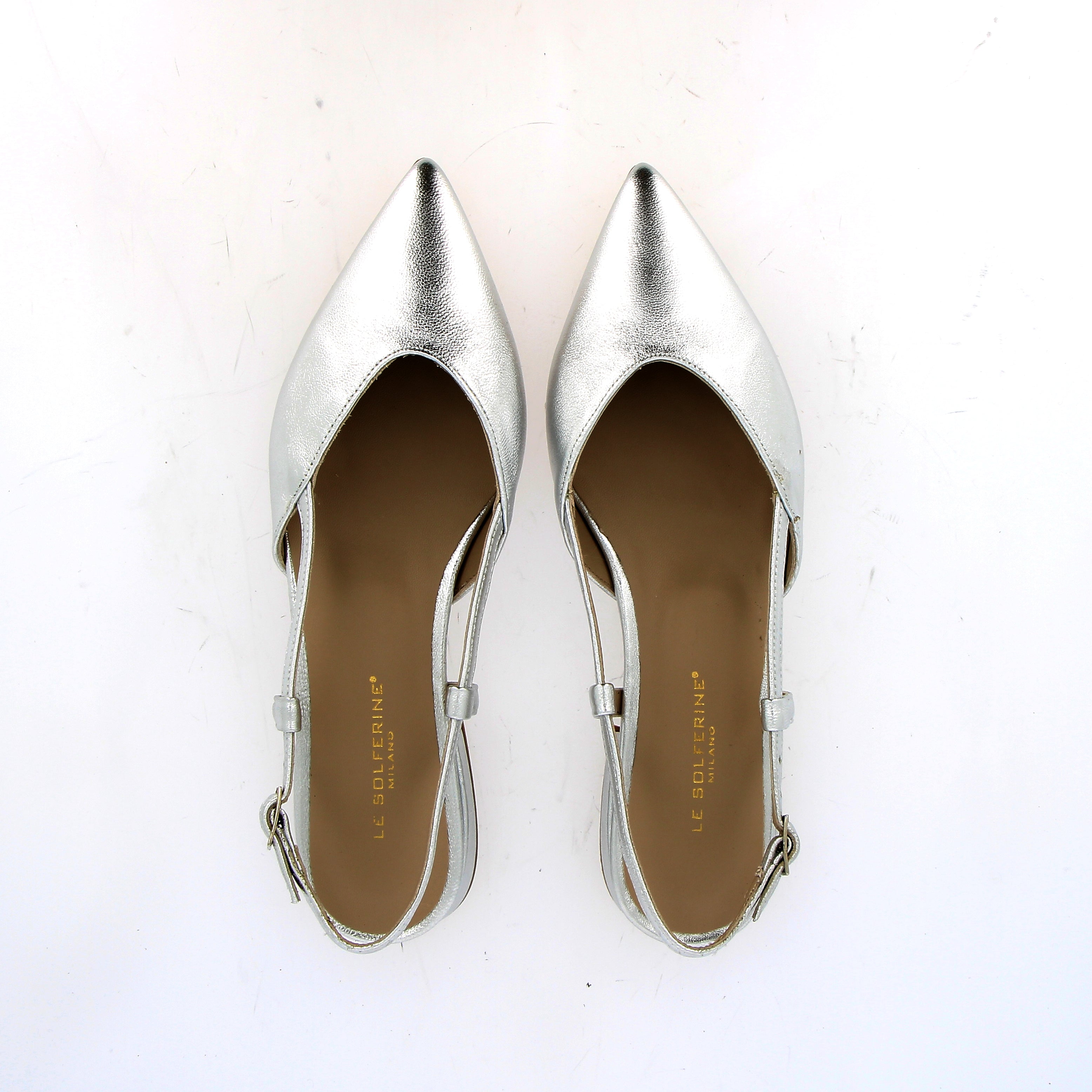 Slingback basso in nappa argento