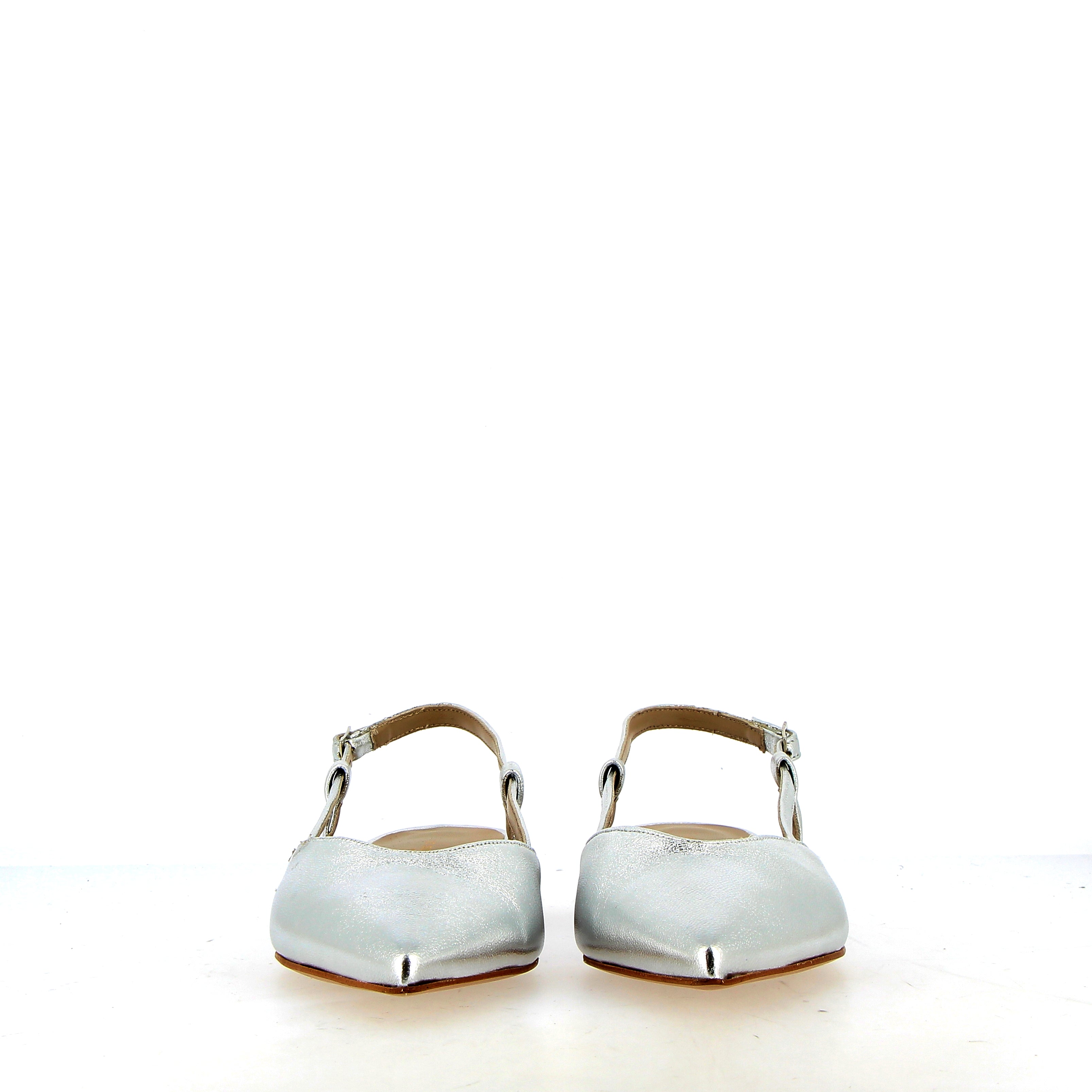 Slingback basso in nappa argento