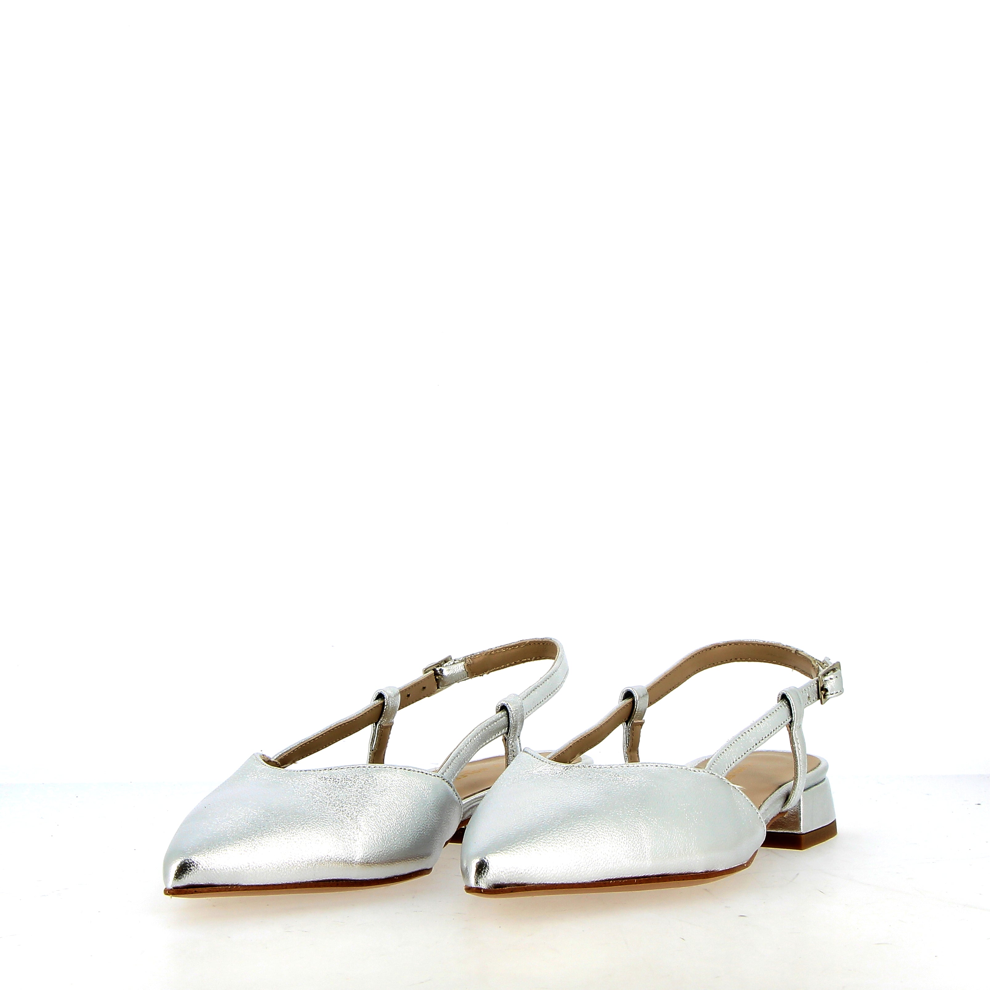 Slingback basso in nappa argento