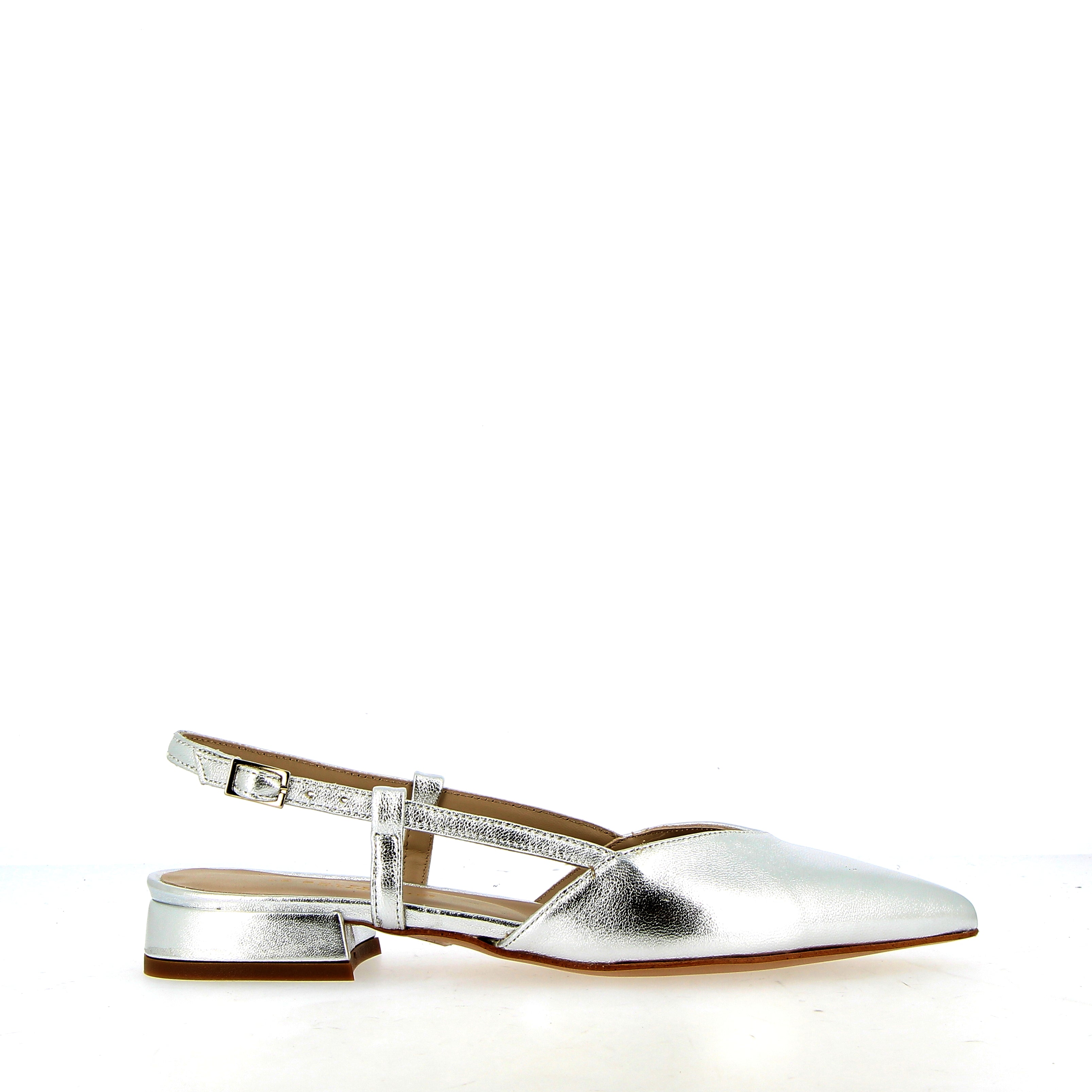 Slingback basso in nappa argento