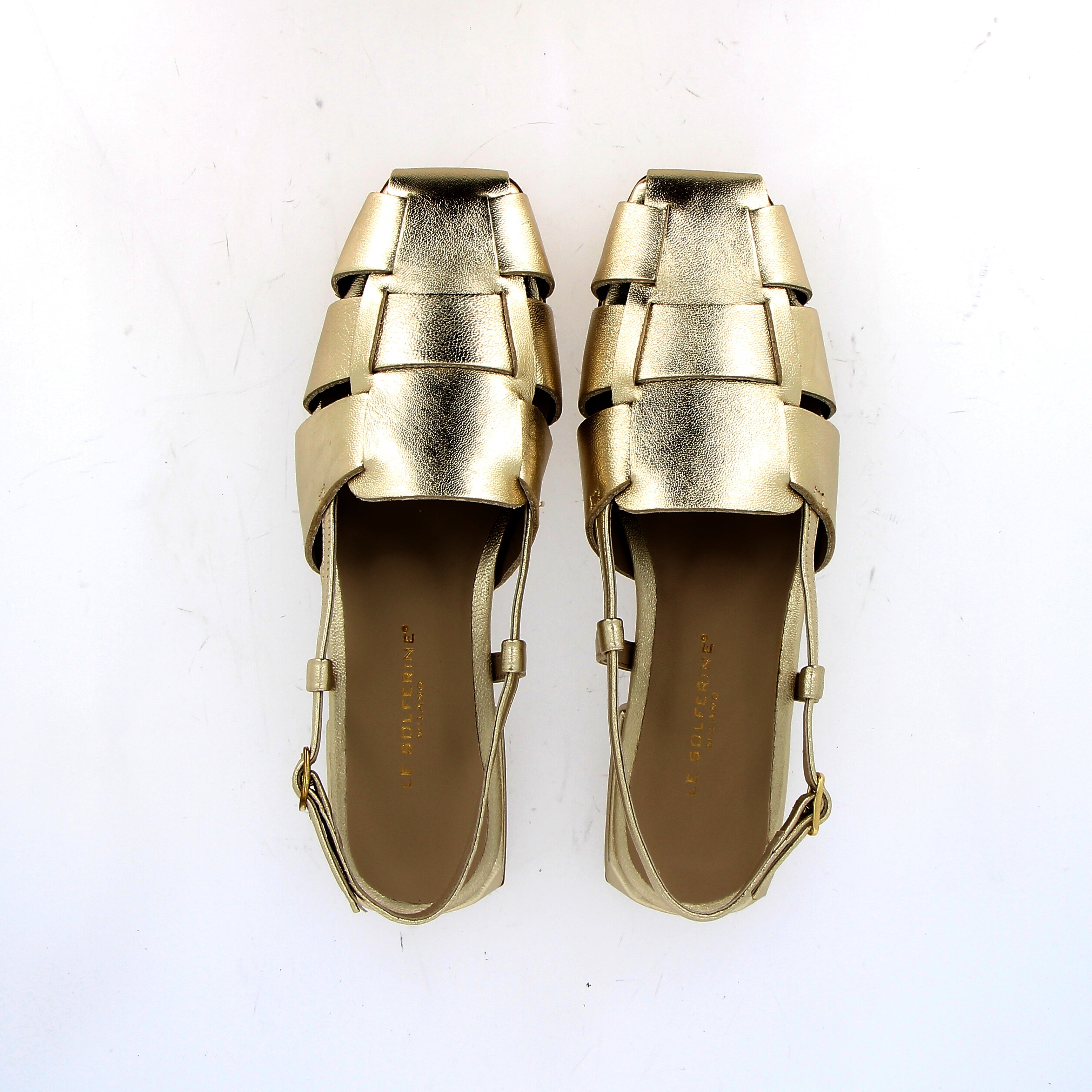 Sandalo slingback gladiator in pelle platino