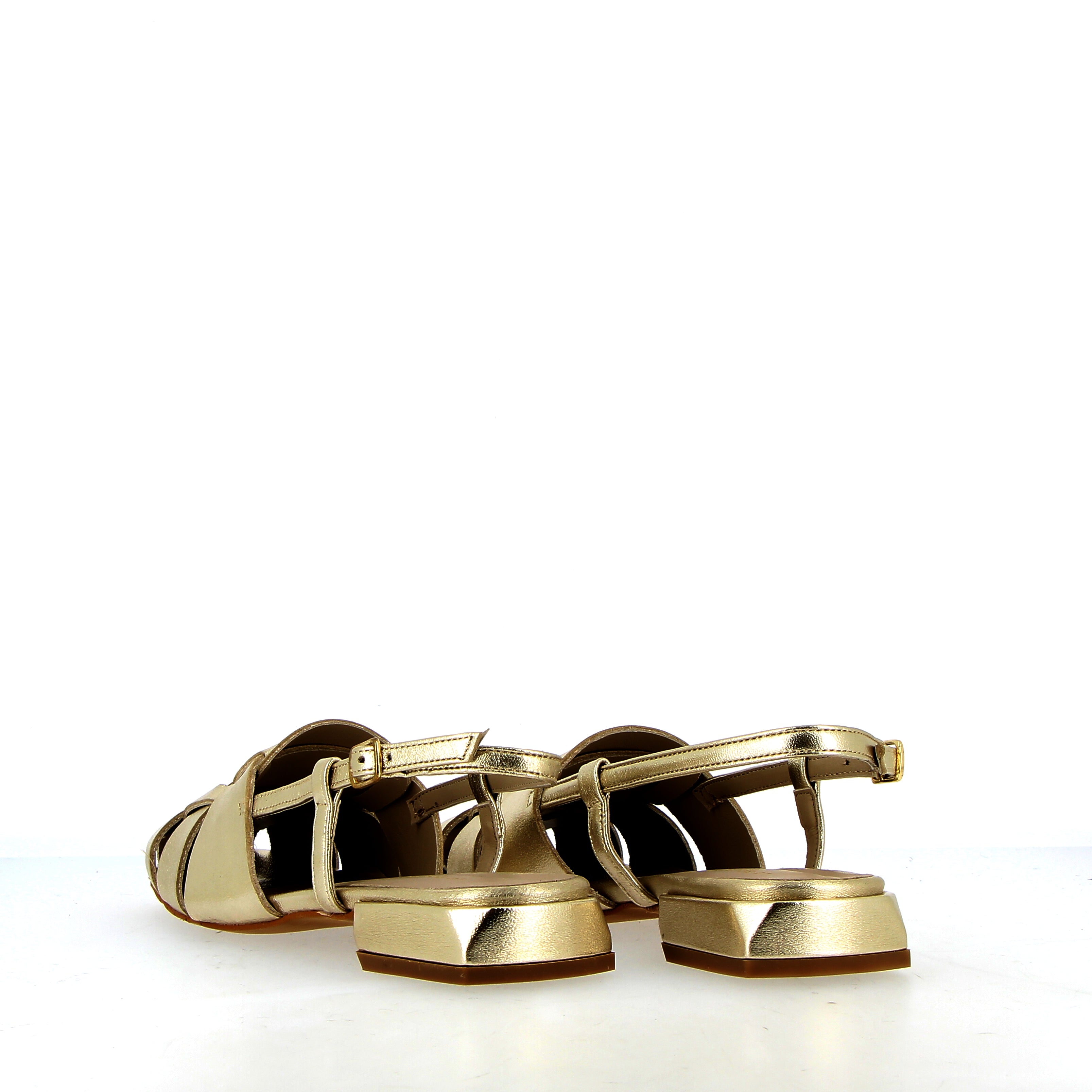 Sandalo slingback gladiator in pelle platino