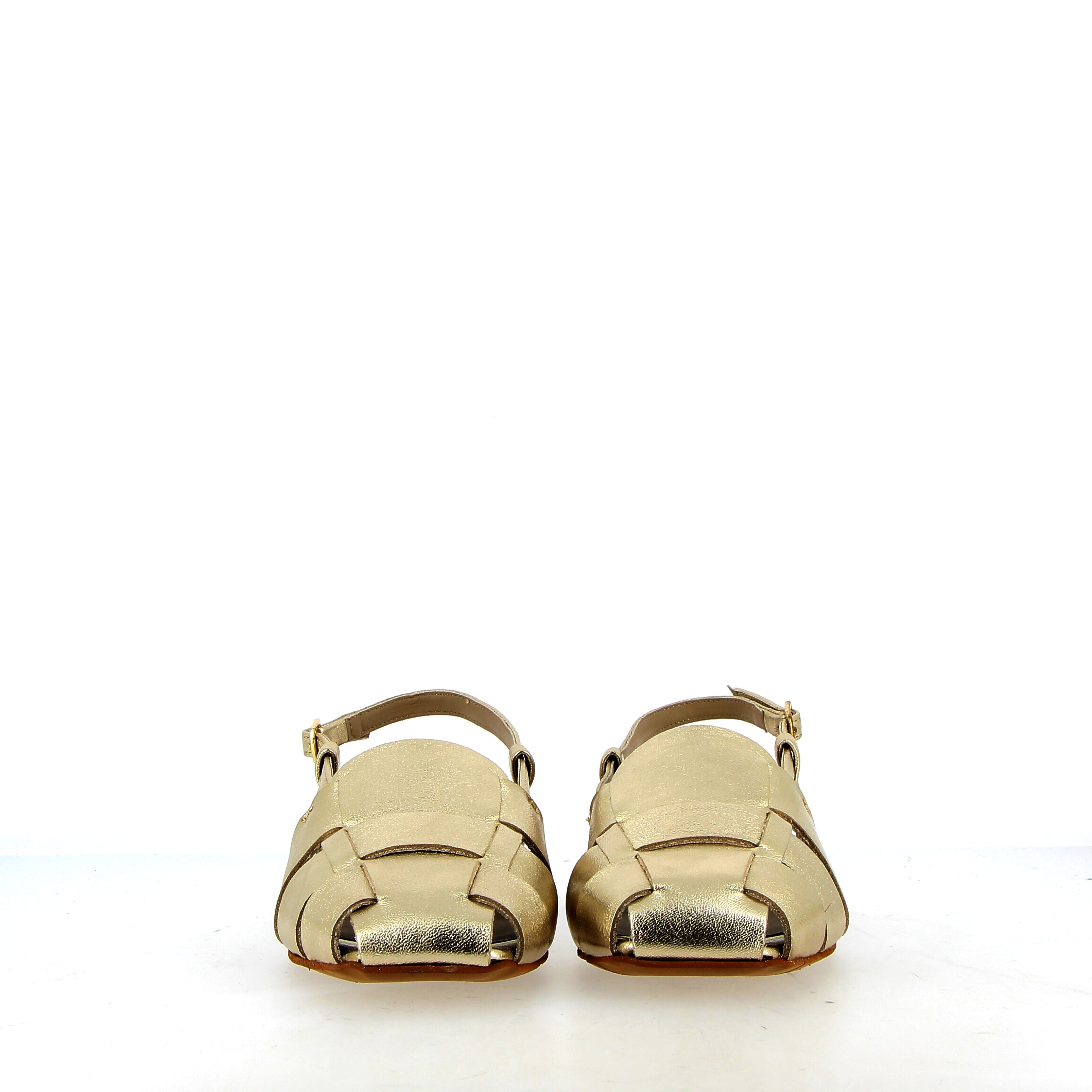 Sandalo slingback gladiator in pelle platino