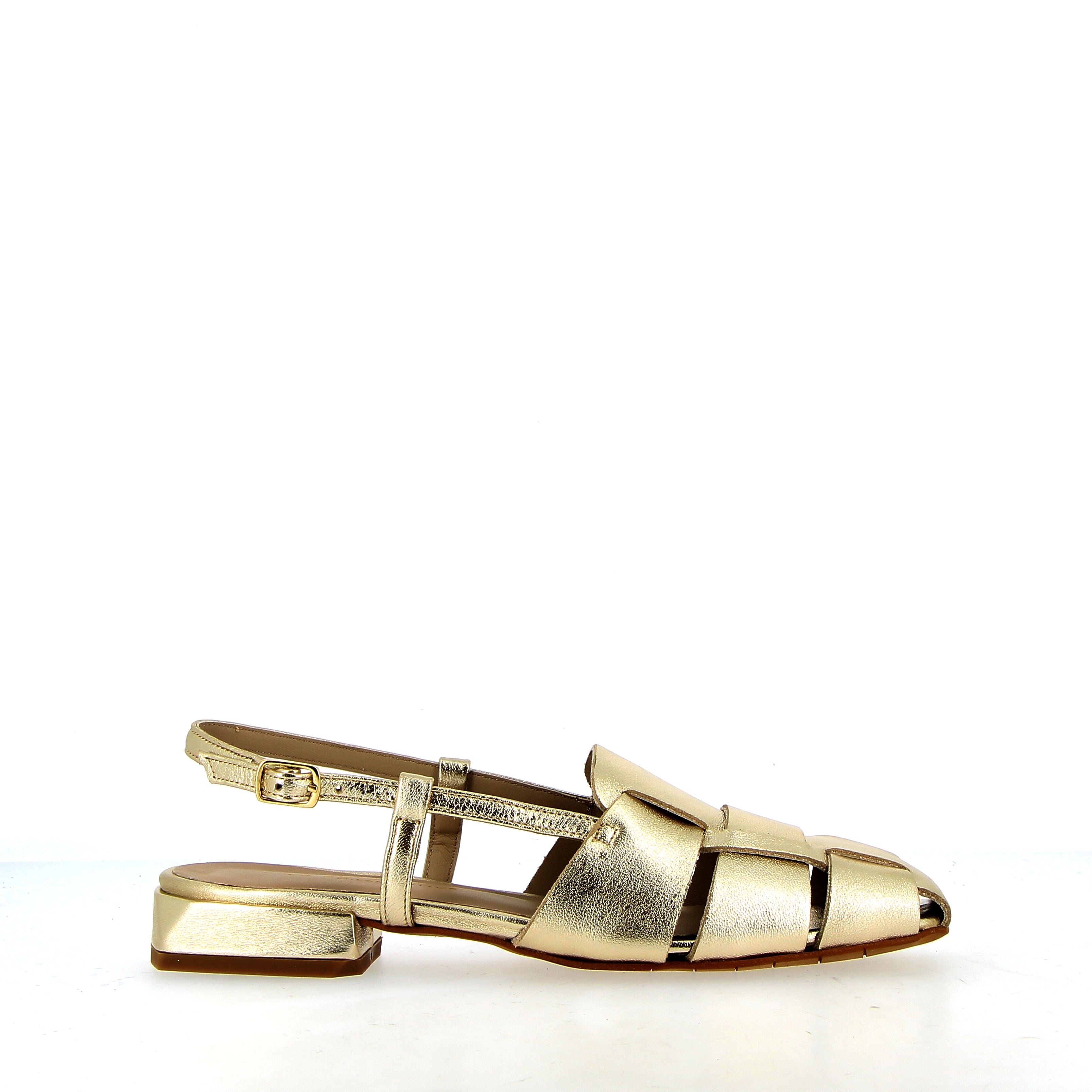 Sandalo slingback gladiator in pelle platino