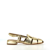 Sandalo slingback gladiator in pelle platino