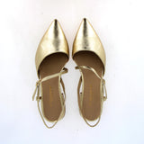 Slingback basso in nappa platino con cinturino