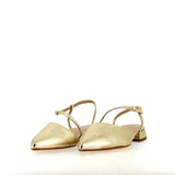 Slingback basso in nappa platino con cinturino