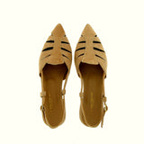 Sandalo slingback in sofficie camoscio sabbia