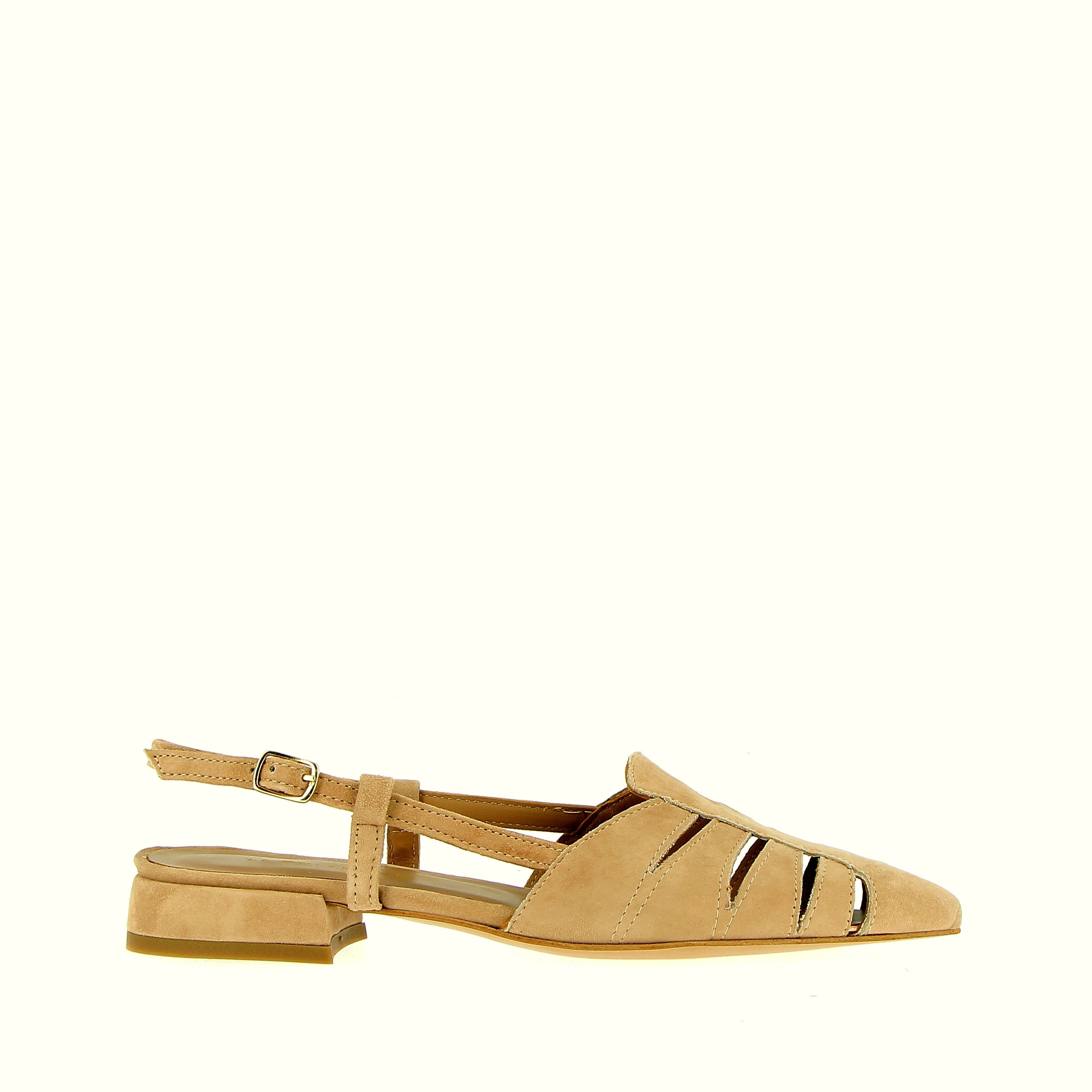 Sandalo slingback in soffice camoscio sabbia