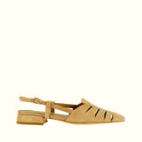 Sandalo slingback in sofficie camoscio sabbia