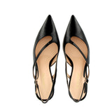Slingback in pelle nera con cinturini