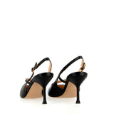 Slingback in pelle nera con cinturini