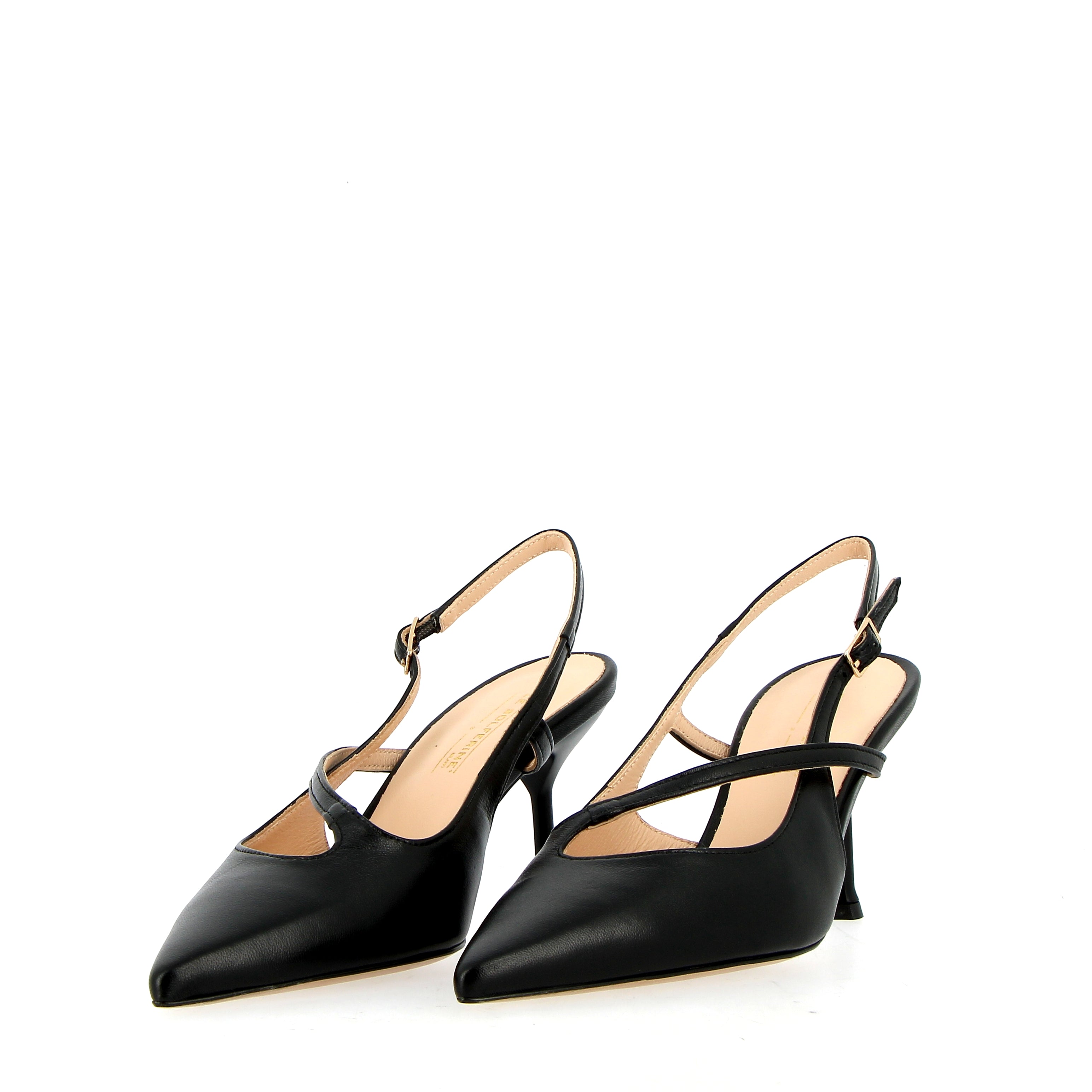 Slingback in pelle nera con cinturini