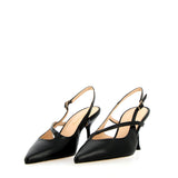 Slingback in pelle nera con cinturini