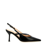 Slingback in pelle nera con cinturini