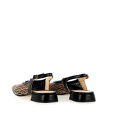 Slingback basso nero con tessuto a rete a motivi