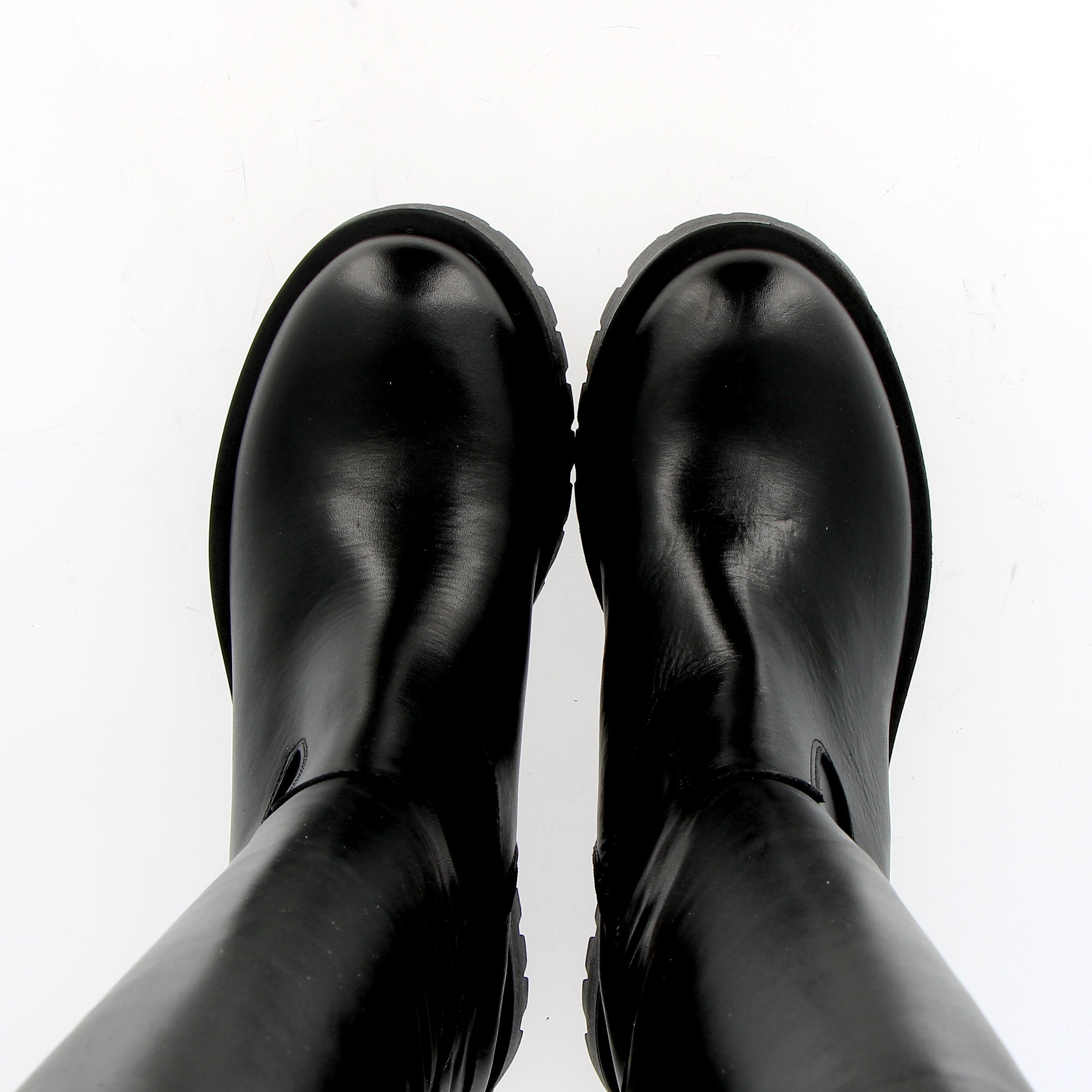 Stivalone in pelle nero biker alto