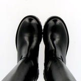 Stivalone in pelle nero biker alto