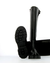 Stivalone in pelle nero biker alto