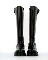 Stivalone in pelle nero biker alto