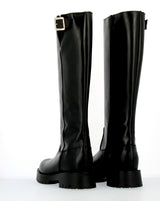 Stivalone in pelle nero biker alto