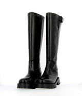 Stivalone in pelle nero biker alto