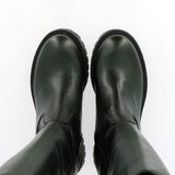 Stivalone in pelle verdone biker alto