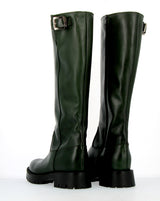 Stivalone in pelle verdone biker alto