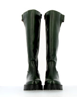 Stivalone in pelle verdone biker alto