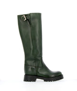 Stivalone in pelle verdone biker alto