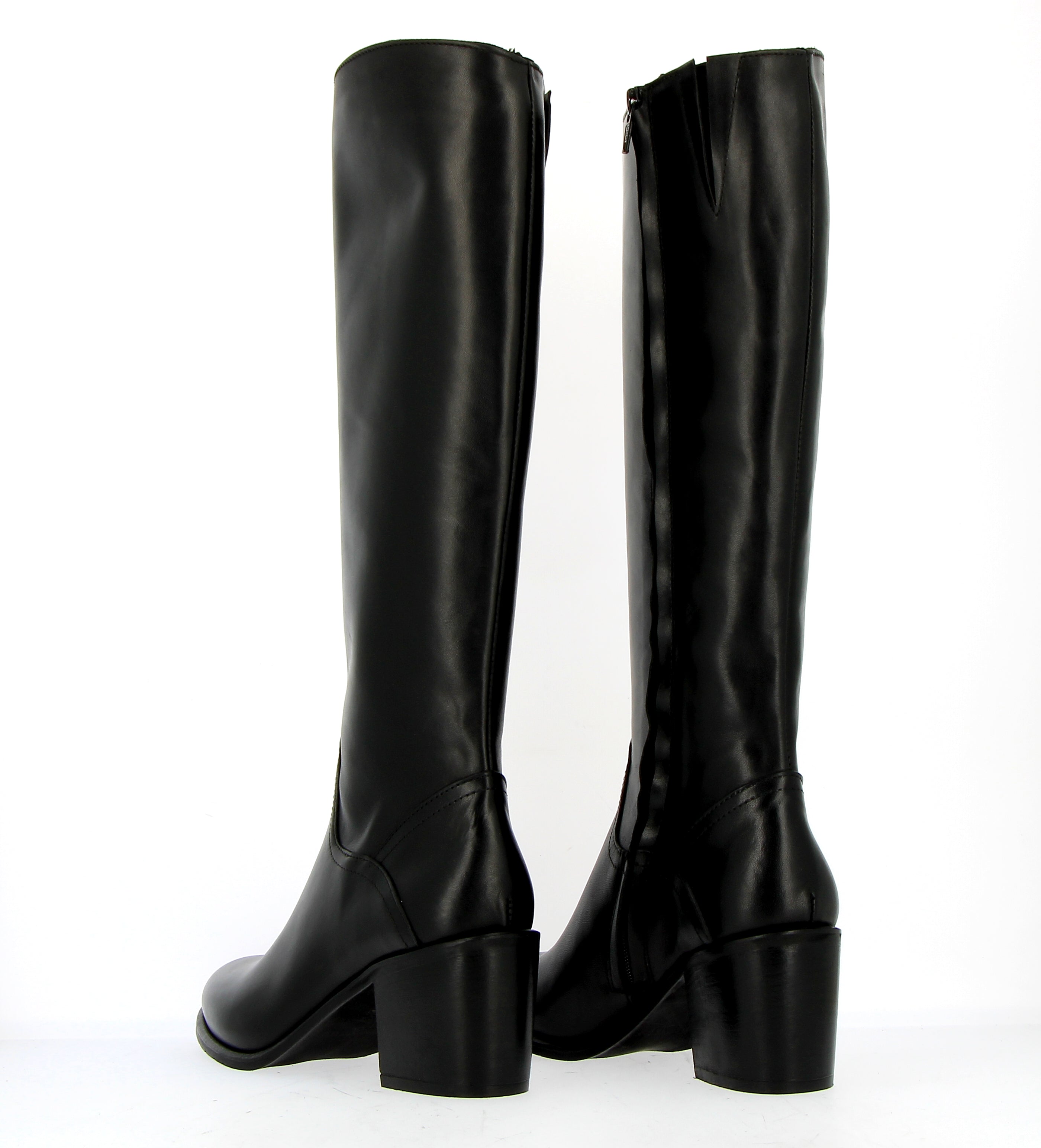 Stivale in pelle nera con zip